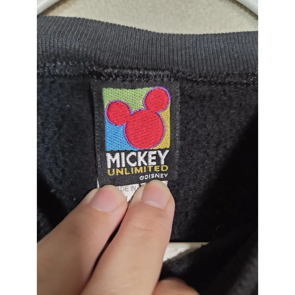 Vintage 90s Mickey Unlimited funky print black crewneck sweatshirt